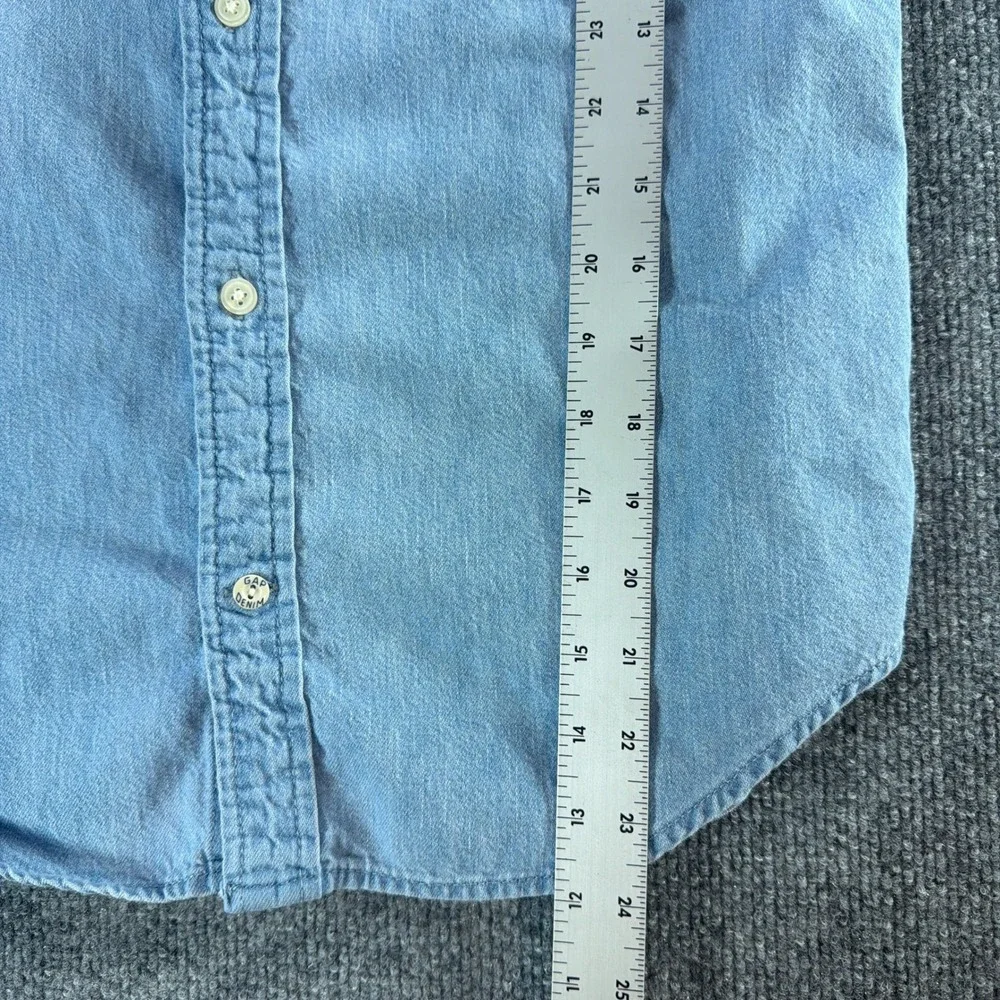 Gap Kids Denim Button Down Shirt Light Wash Blue Long Sleeve Size XL 12 Cotton